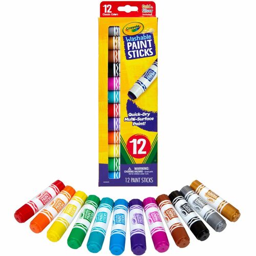 Crayola Paint Sticks, Quick Dry, Washable, 12/PK, AST