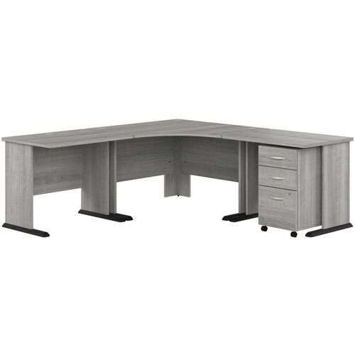 Bush Business Furniture Corner Desk,w/BBF Ped,82.76"x82.76"x29.66",Platinum Gray