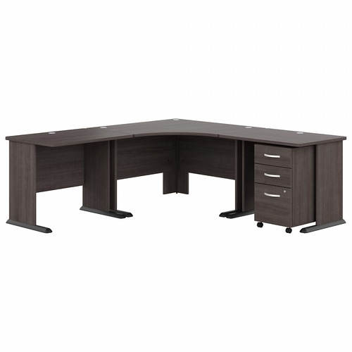 Bush Business Furniture Corner Desk,w/BBF Ped,82.76"x82.76"x29.66",Storm Gray