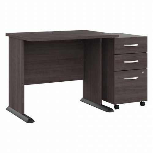 Bush Business Furniture Computer Desk,w/BBF Ped,35.59"x26.8"x29.66",Storm Gray