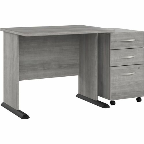 Bush Business Furniture Computer Desk,w/BBF Ped,35.59"x26.8"x29.66",Platinum Gray