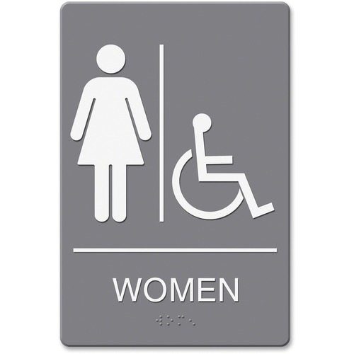 Headline Signs Sign, "Women", w/Handicap Accessible Icon, Gray/White