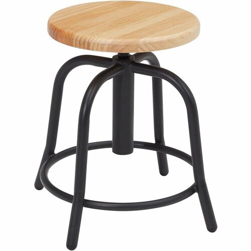 Stool, Adjustable Height, Wood/Black view 2