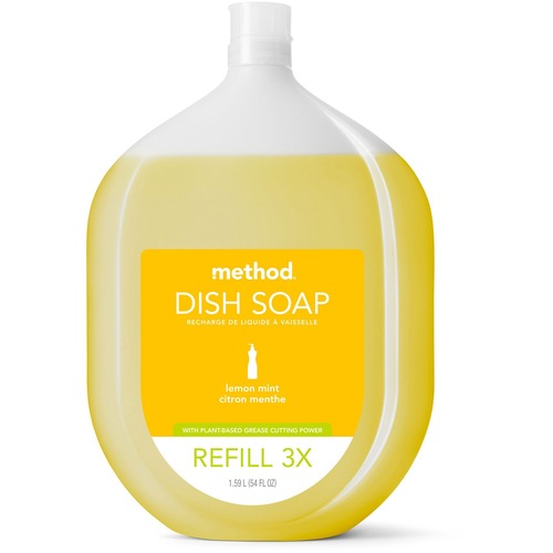 Method Products Dish Soap,Manual,Capped Refill,Lemon Mint,54oz,Yellow