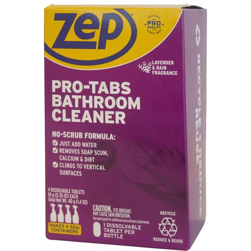 Zep Commercial Cleaning Tablets,f/Bathroom,Dissolvable,32oz,4/BX,PE