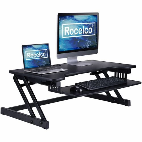 Rocelco Desk Converter,Dual Piston,Anti-Scratch Pad,37.5"Wx20.5"D,BK
