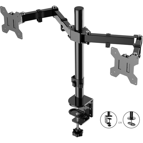 Rocelco Monitor Arms,Dual,w/DeskClamp,Tilt,Swivel,BK
