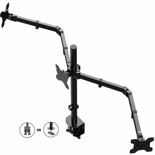 Rocelco Monitor Arms,Triple,w/DeskClamp,Tilt,Swivel,BK