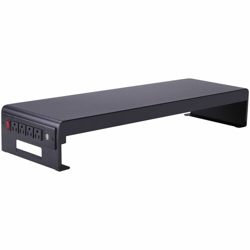 Rocelco Monitor Stand,AC Outlets/USB Ports,30"x9"x4-3/4",BK
