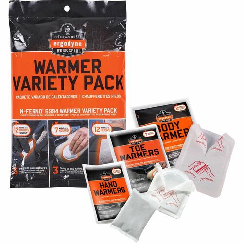 Ergodyne Warming Pack,Variety,All-Natural,5Hand,3Toe,5Body,White