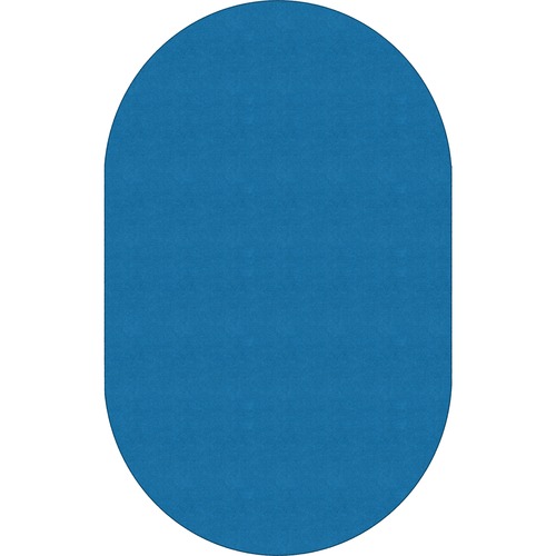 Flagship Carpets, Inc. Rug, Oval, Solid Color, 7'6"x12', Blue Bird