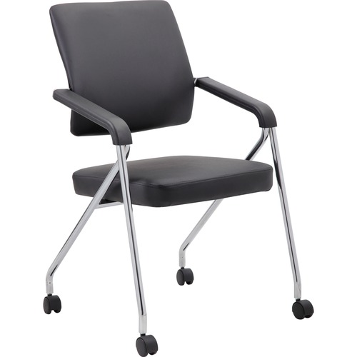 Boss Office Products Chair,w/Casters,Vinyl,2/CT,BK