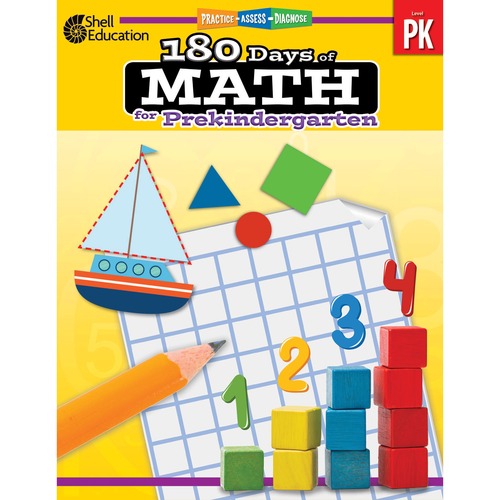 Shell Education Teacher Created Materials Workbook, f/PreK, Math, 180 Days of Practice, Multi