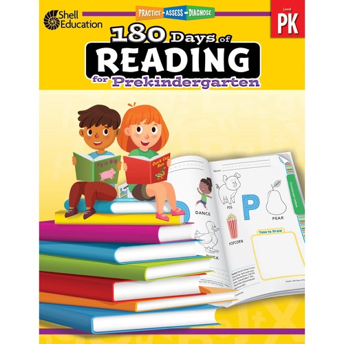 Shell Education Teacher Created Materials Workbook, f/PreK, Reading, 180 Days of Practice, Multi