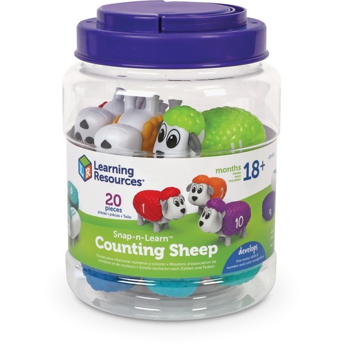 Learning Resources Counting Sheep Set, 10 Sheep,Snap-On Wool, Multi