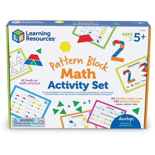 Learning Resources Math Activity Set,124 Blocks, 20 Cards, 40 games, Multi