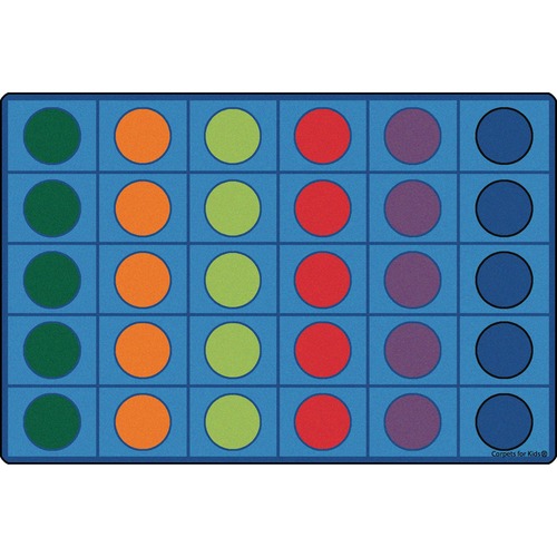 Carpets for Kids Rug, Rectangle, Circles, Seats 30, 7'6"x12", Primary Colors