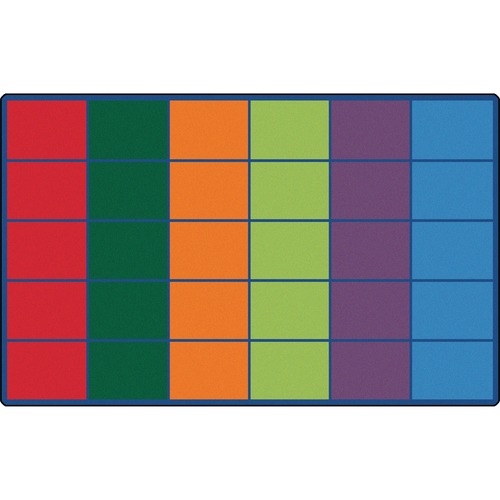 Carpets for Kids Rug, Rectangle, Squares, Seats 30, 7'6"x12", Primary Colors