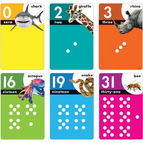 Trend Enterprises Display Cards,Numbers,w/Animals,5-1/4"x8",32 Cards,Multi