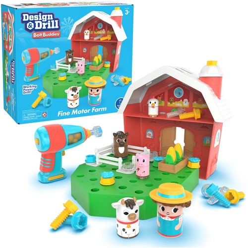 Learning Resources Farm Playset,w/PowerDrill,24 Bolts,Multi