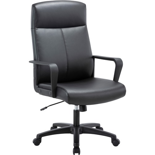 Lorell High-Back Chair,Leather,26-2/5"x27-1/5"x41-1/3"-46-1/2",BK