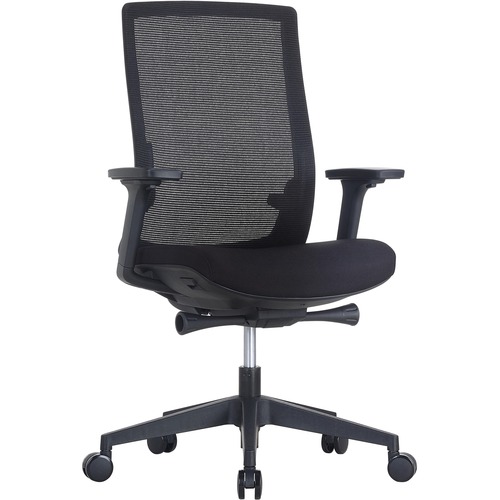 Lorell Mid-back Chair,Mesh,28-1/4"x16-1/2"-18-1/4"x39"-41-3/4",BK
