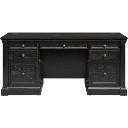Martin Furniture Desk,w/2 Pedestals/5 Drawers,66"x30"x30",Chocolate