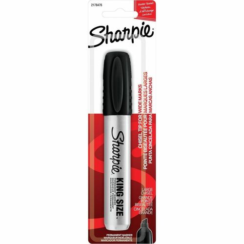 Newell Brands Marker, Permanent, King Size, Chisel Point, Black Ink