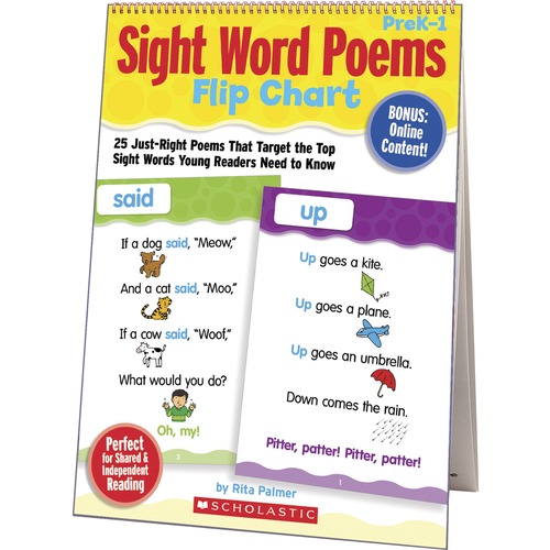 Scholastic Teaching Resources Flip Chart, Sight Word Poems, 15"Wx20-7/10"Lx1/5"H, Yellow