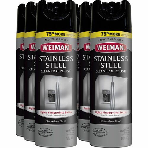 Weiman Products Cleaner/Polish Spray, f/Stainless Steel, 17oz, 6/CT, Clear