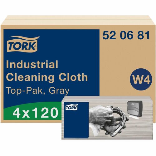 TORK Cloths,f/Cleaning,Industrial,4-1/5"x14",120/PK,4PK/CT,GY