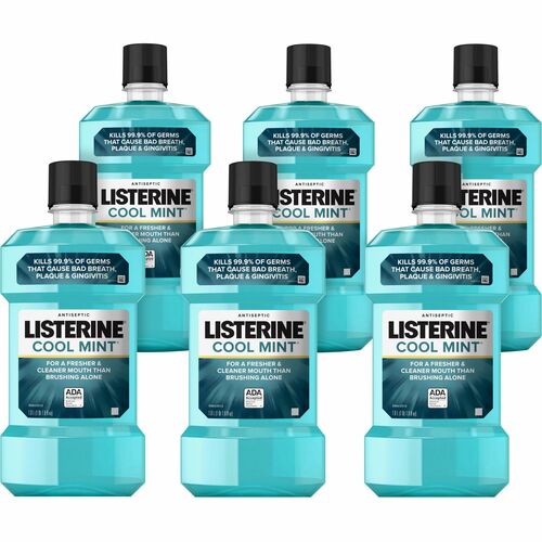 Johnson & Johnson Mouthwash,Anticavity,Cool Mint,1 Liter, 6/CT,Aqua