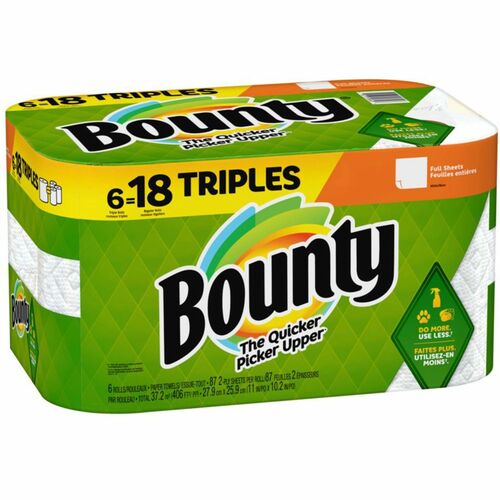 Procter & Gamble Commercial Paper Towels,Bounty,Select-A-Size,Triple,87/RL,6RL/CT,WE
