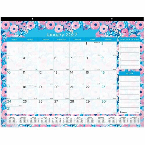 Rediform Desk Pad Calendar,Mthly,Jan-Dec,22"x17",Abstract Floral