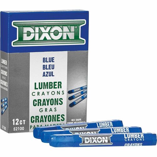 Dixon Ticonderoga Company Lumber Crayons, Fade Proof, 4-1/2"x1/2", 12/BX, Blue
