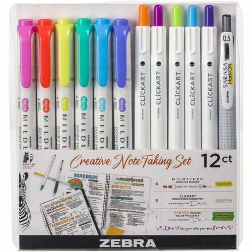 Zebra Highlighters/Pen/Markers,12/PK,AST