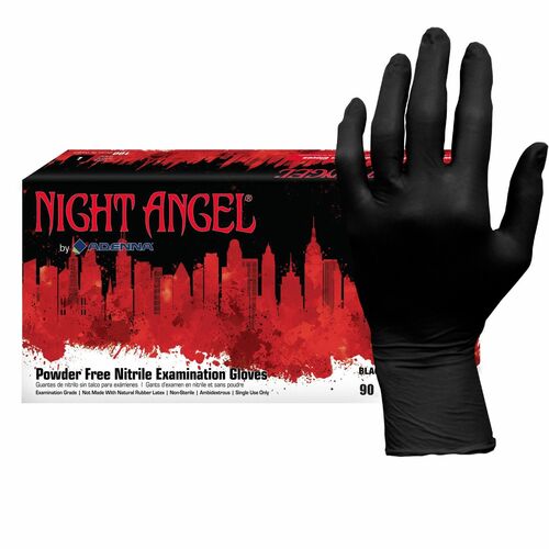 Hospeco Gloves,Exam,Nitrile,4 mil,9-2/5"L,XL,90/BX,10BX/CT,BK