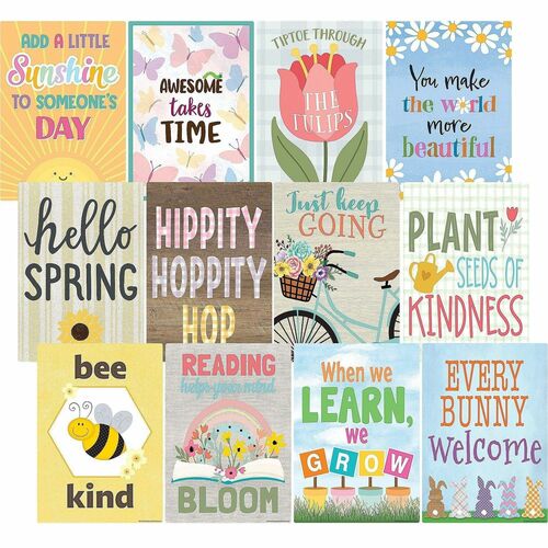 Teacher Created Resources Posters,f/Classroom,Spring,11"x15-3/4",12/PK