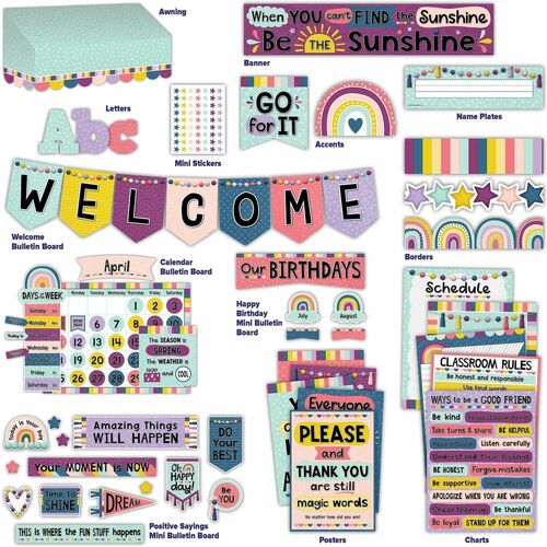 Teacher Created Resources Classroom Decor Set,Bulletins/Posters/Banner,Oh Happy Day,MI