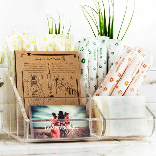 Tampon Tribe Bathroom Organizer,f/Tampons/Pads/Liners,2/CT