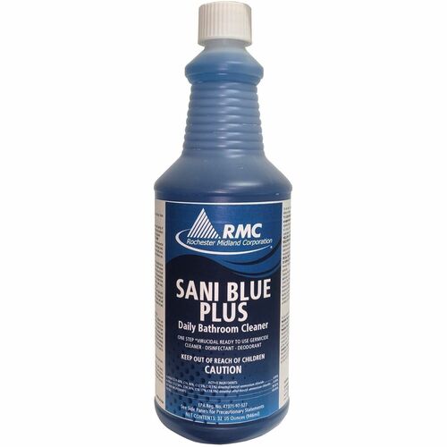 Rochester Midland Corporation Bathroom Cleaner, Sani Blue Plus, 1 Quart, Blue
