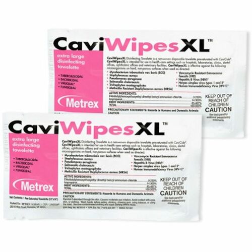 Metrex Disinfectant Wipes,XL,Individual Packs,10"x12",50/BX,6/CT