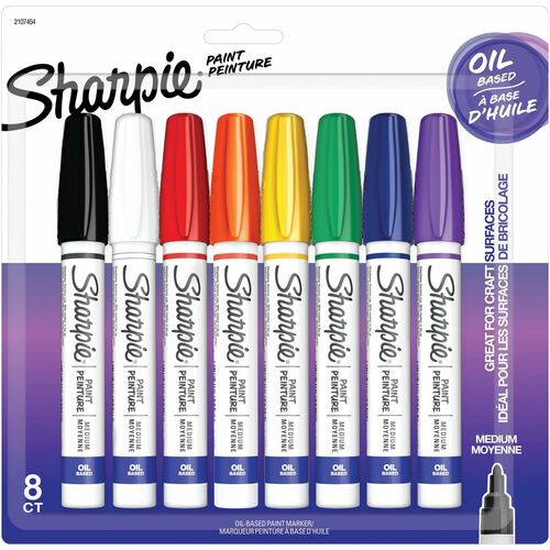 Newell Brands Sharpie Paint Marker, Oil-Based, Medium Point, 8/PK, AST