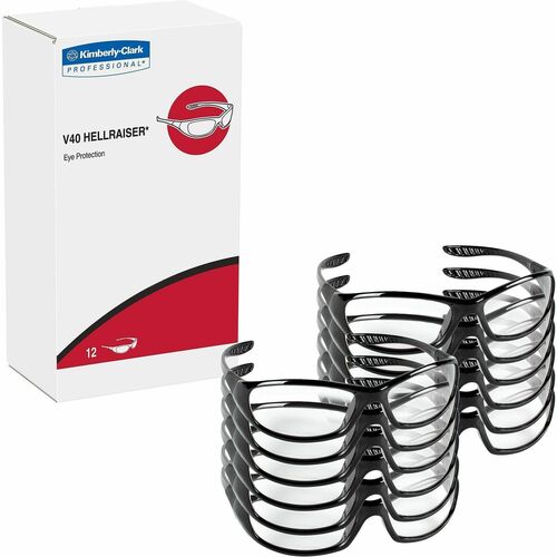Kimberly-Clark Professional Safety Eyewear,Uncoated,12/BX,Clear Lens,Black Frame