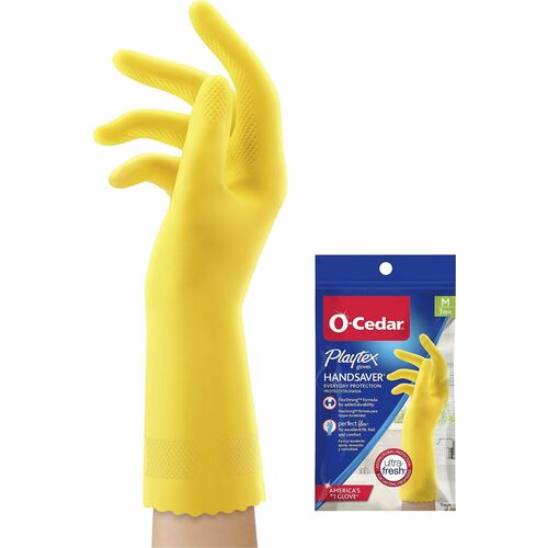 O-Cedar Gloves,Household Cleaning,Antimicrobial,Medium,2/PR,Yellow