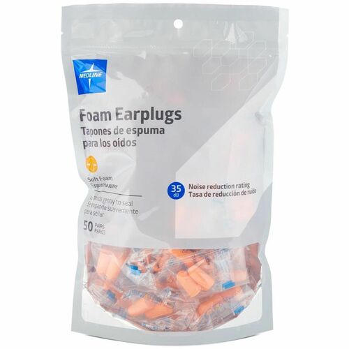 Medline Earplugs,High-Fidelity Foam,50PR/BG,30BG/CT,OE