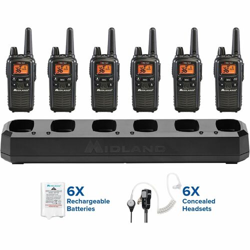 Midland Radio Corp Radio Bundle,f/Business,w/BatteryPack/Charger,6 Radios,BK