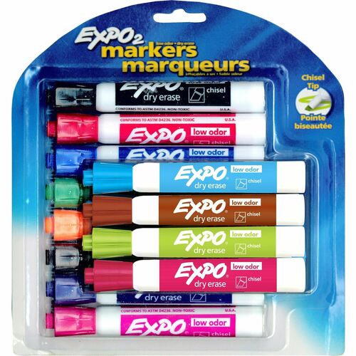 Newell Brands Dry-erase Markers, Chisel Point, Nontoxic, 12/PK, Assorted