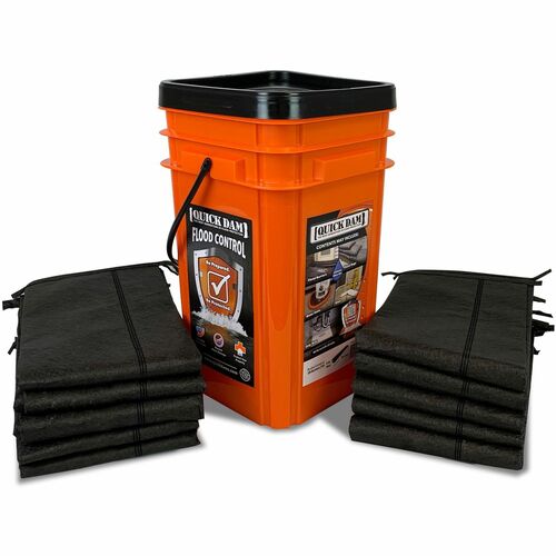 Absorbent Specialty Products Flood Control Barriers,w/Bucket,4 Gal Cap,10'Lx3.5"H,BK/OE