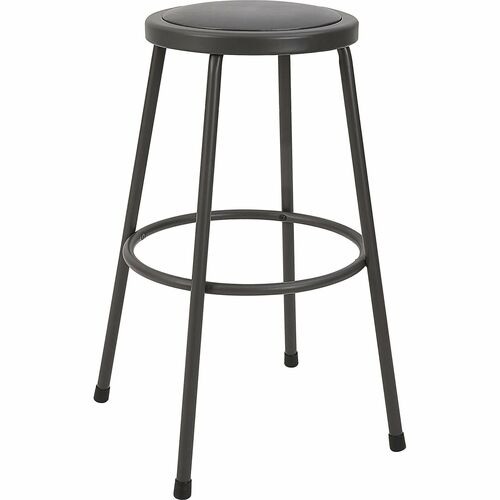 Lorell Stool,No Back,Metal,30"H Padded Vinyl Seat,Light Gray